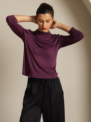 Women's Pure Silk Long Sleeve Mock Top