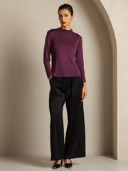 Women's Pure Silk Long Sleeve Mock Top