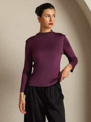 Women's Pure Silk Long Sleeve Mock Top