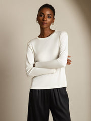 Women's Pure Silk Long Sleeve Round Neck Top