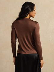 Women's Pure Silk Long Sleeve Round Neck Top