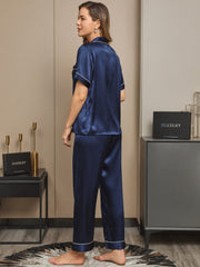 Women's Pure Silk Short Sleeve Button Up Pajamas Set