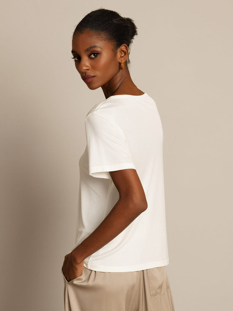 Women's Pure Silk Short Sleeve Round Neck T-Shirt