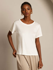 Women's Pure Silk Short Sleeve Round Neck T-Shirt