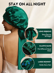 Women's Silk Casual Bonnet with Long Ribbons (Two-tone and Double-sided)