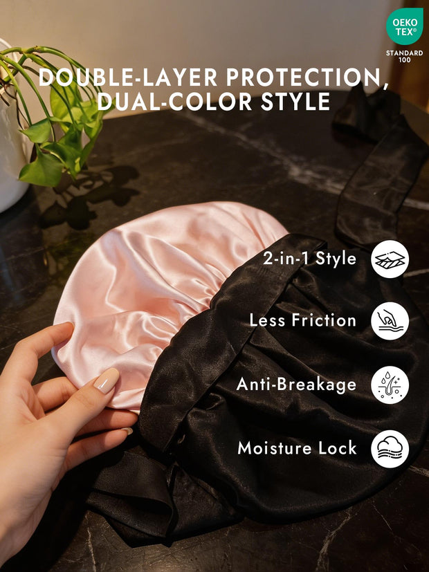 Women's Silk Casual Bonnet with Long Ribbons (Two-tone and Double-sided)