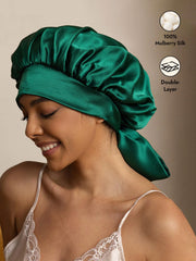 Women's Silk Casual Bonnet with Long Ribbons (Two-tone and Double-sided)