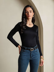 Women's Silk Long Sleeve Round Neck Top