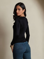 Women's Silk Long Sleeve Round Neck Top