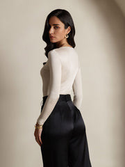 Women's Silk Long Sleeve Round Neck Top