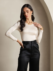 Women's Silk Long Sleeve Round Neck Top