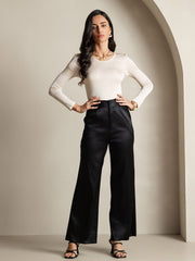 Women's Silk Long Sleeve Round Neck Top