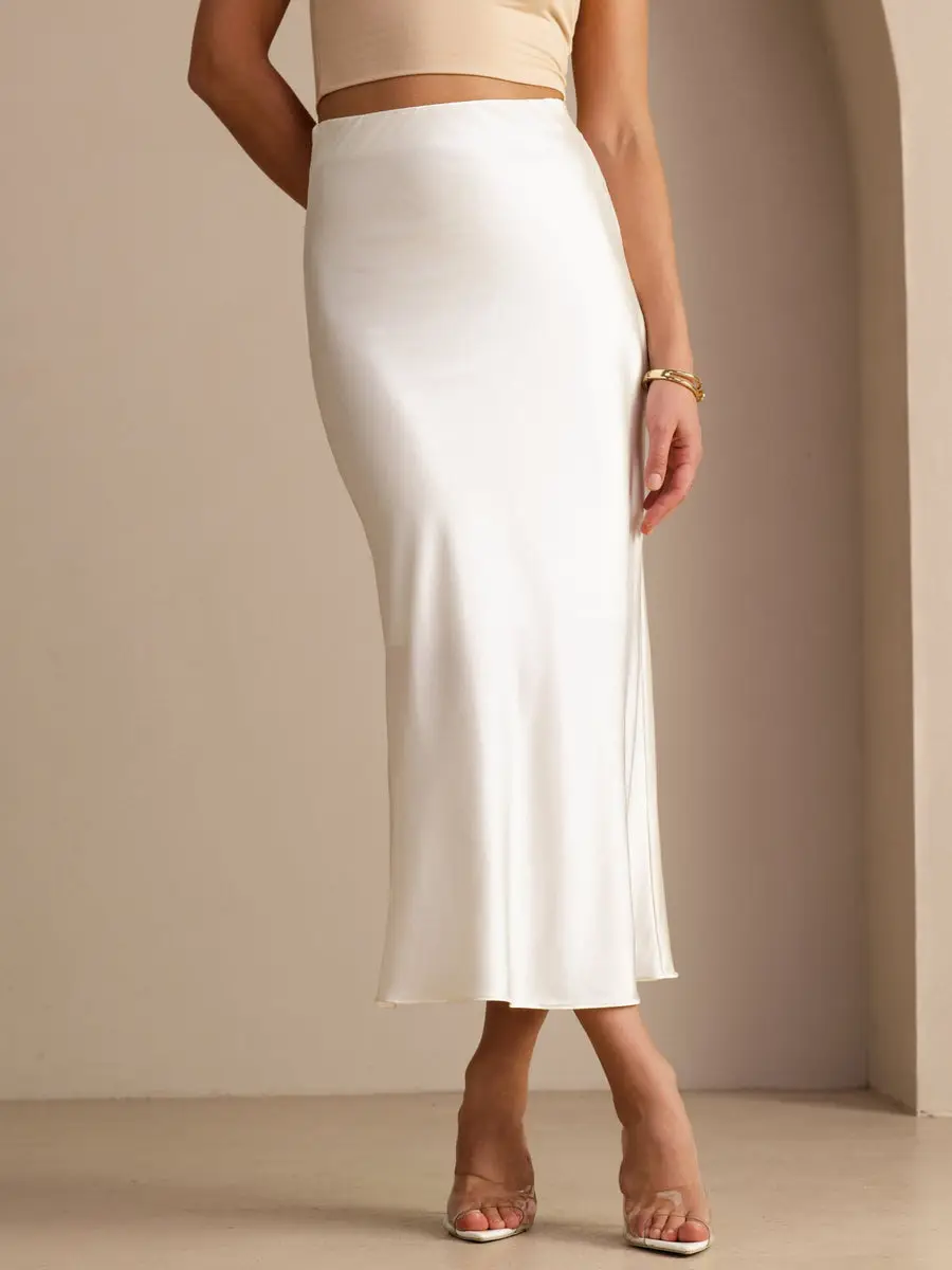 19Momme Silk High Waist Elegant Maxi Skirt