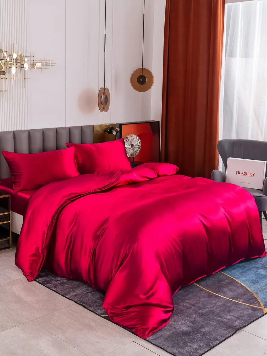 19Momme 4Pcs Silk Set Duvet Cover+Fitted Sheet+2x Pillowcases — view 6
