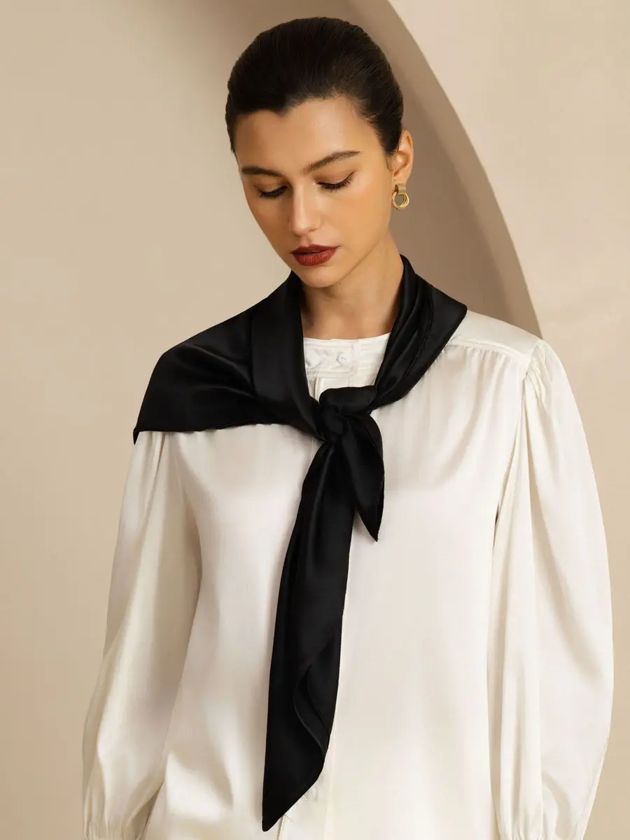 100% Mulberry Silk Classic Elegant Square Scarf - Size 90x90cm — view 6