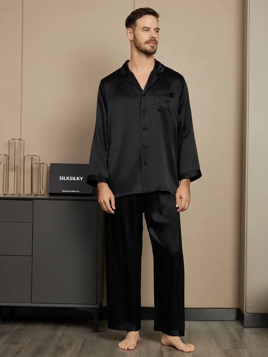 Pure Silk Long Sleeve Men's Pajamas Set — view 6